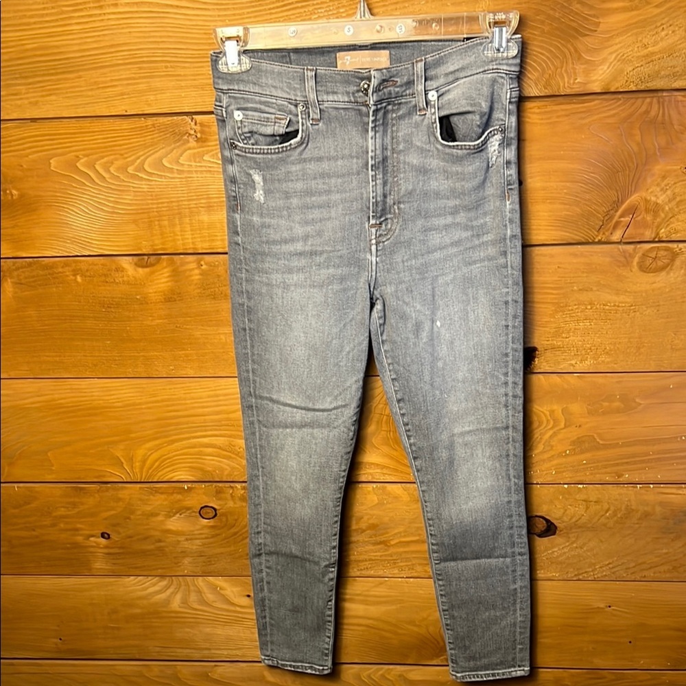 For all Mankind 7 Luxe Vintage Women's Gray Jeans 29 HW ankle Skinny Drifted Y2K